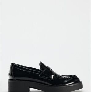 Faux Patent Leather Saddle Loafer